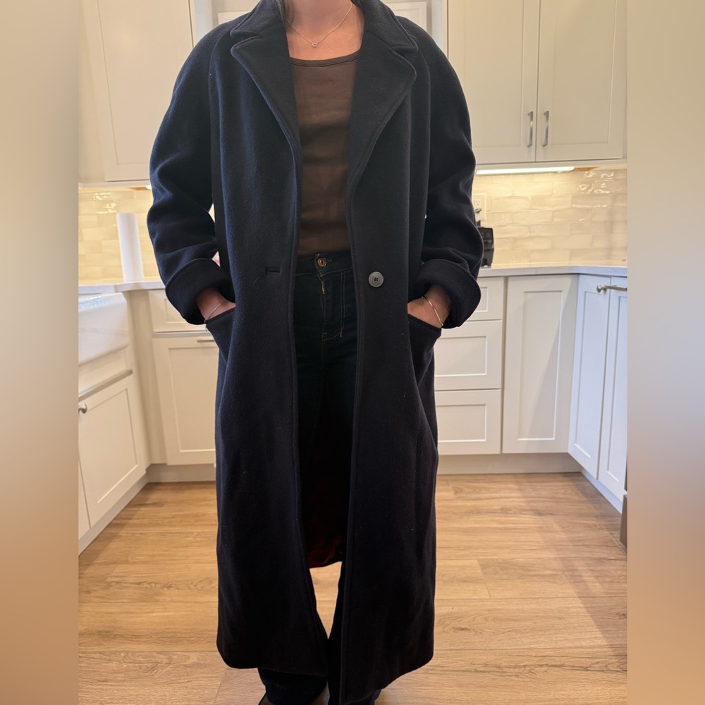 Vintage Wool Blue/Black Long Coat
